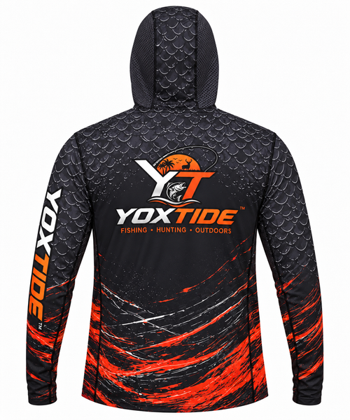 YOXTIDE™ Performance Fishing & Hunting Hoodie – Anchor Black & Orange
