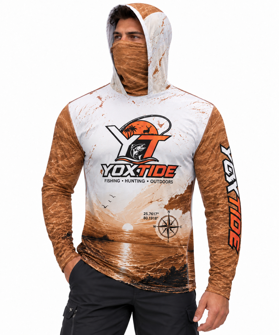 YOXTIDE™ Performance Fishing & Hunting Hoodie – Brown Wave