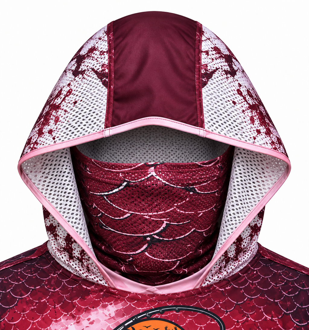 YOXTIDE™ Performance Fishing & Hunting Hoodie – Bridge & Boat Burgundy