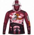 YOXTIDE™ Performance Fishing & Hunting Hoodie – Bridge & Boat Burgundy