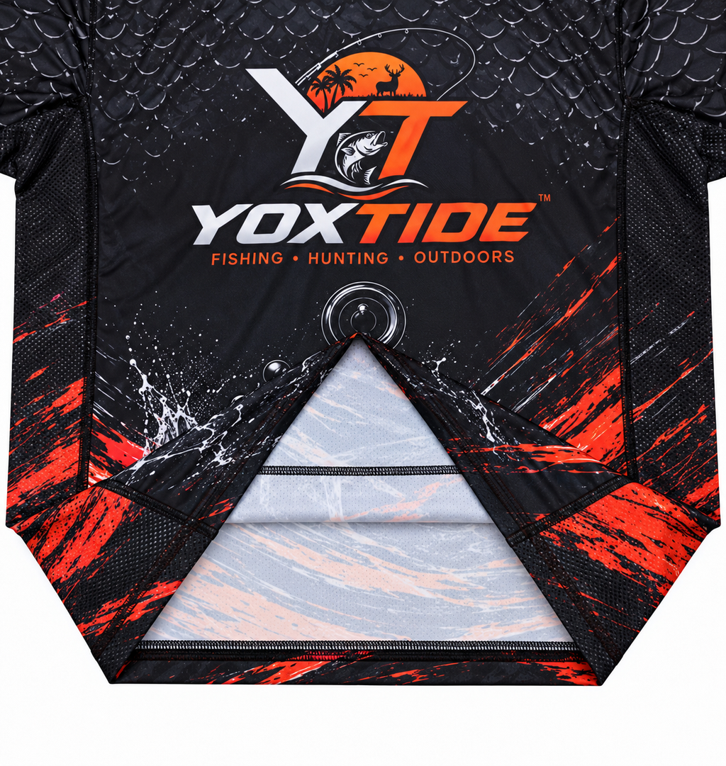 YOXTIDE™ Performance Fishing & Hunting Hoodie – Anchor Black & Orange
