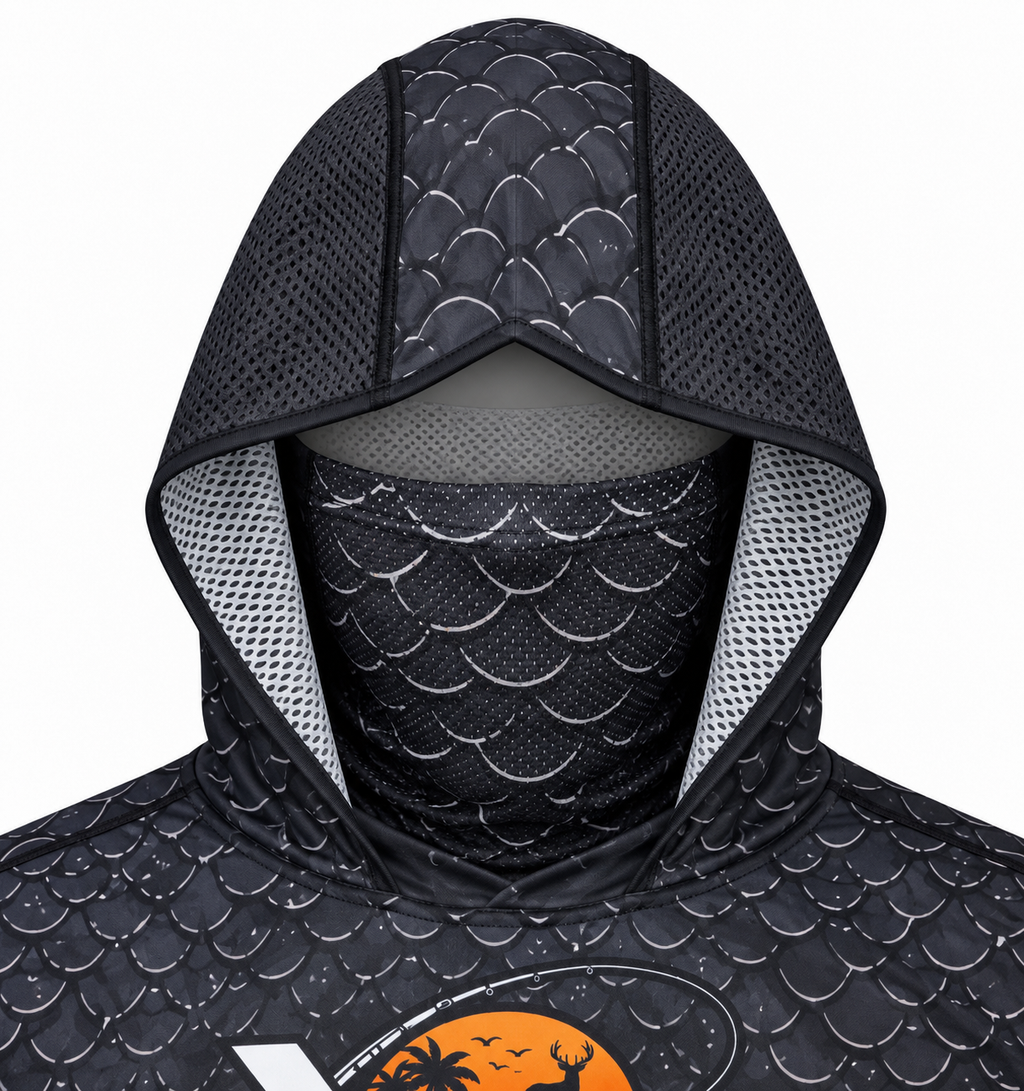 YOXTIDE™ Performance Fishing & Hunting Hoodie – Anchor Black & Orange