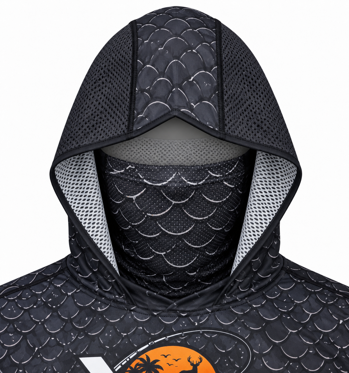 YOXTIDE™ Performance Fishing & Hunting Hoodie – Anchor Black & Orange