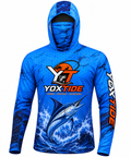 YOXTIDE™ Performance Fishing & Hunting Hoodie – Marlin & Offshore Boat Blue
